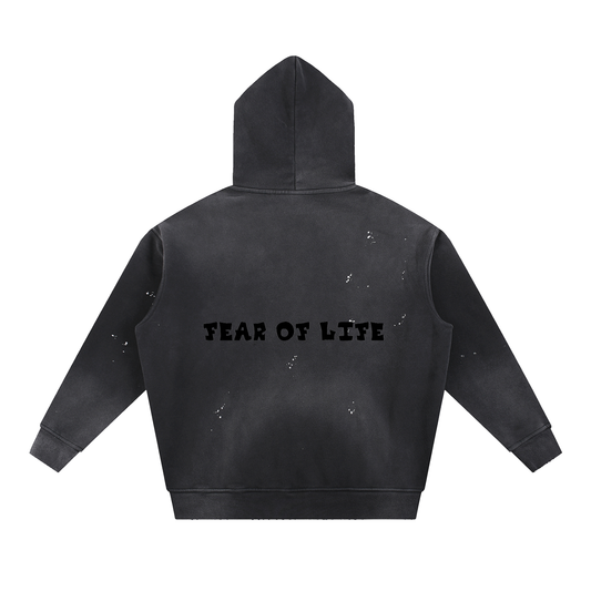 Vintage Washed Frayed Fleece Hoodie